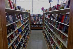 bookstore shelves