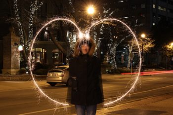 creating angel wings with sparklers